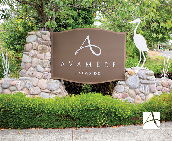 Signage at the entrance to Avamere at Seaside in Seaside, Oregon